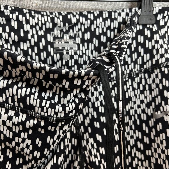 Nike Running Leggings Women Size S Black White Printed Mesh Cropped Yoga Stretch - Picture 6 of 14